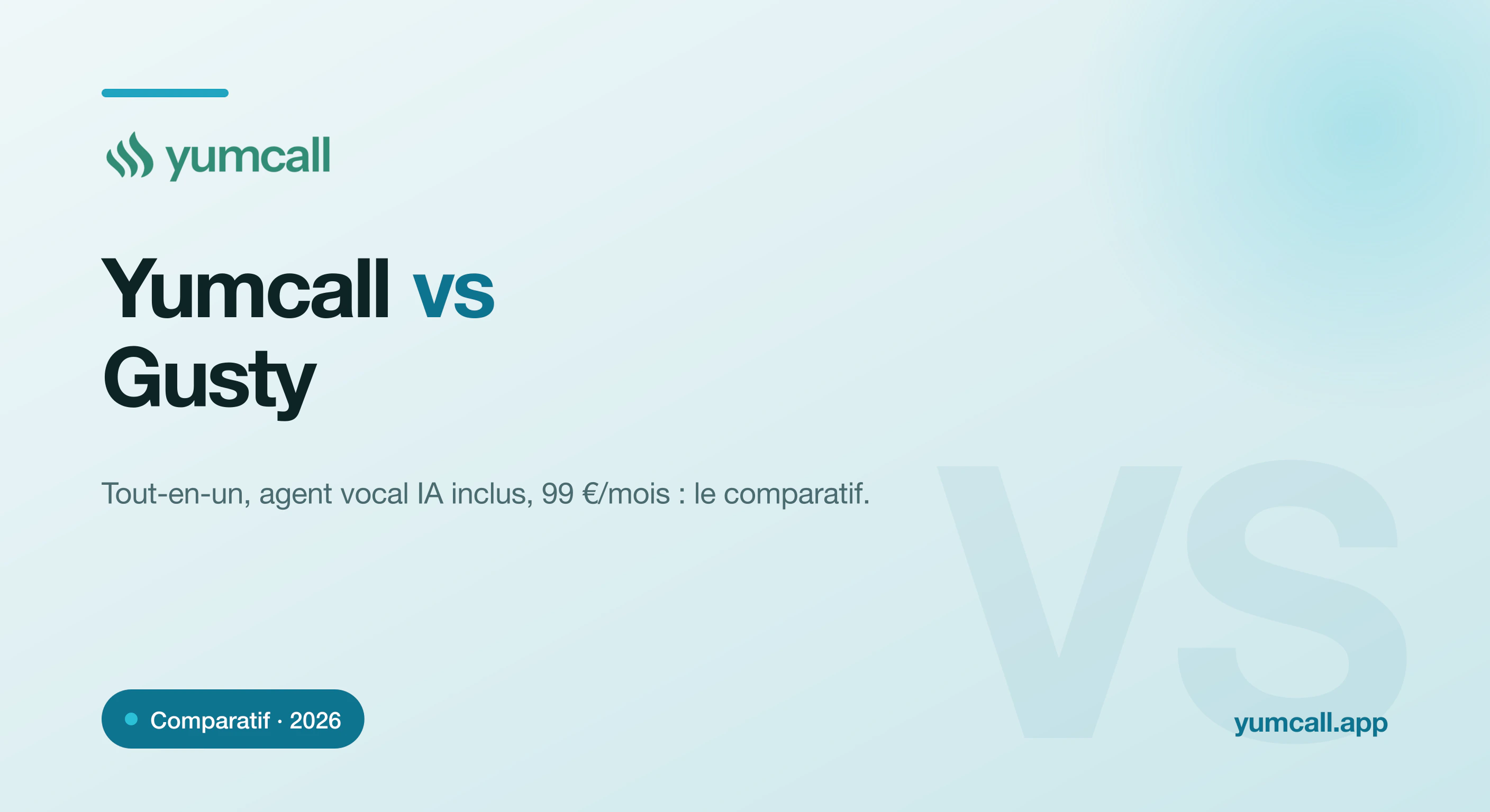 Comparatif Yumcall vs Gusty en 2026 : logiciel tout-en-un avec agent vocal IA inclus à 99 €/mois chez Yumcall, face à Gusty pour les restaurants indépendants.