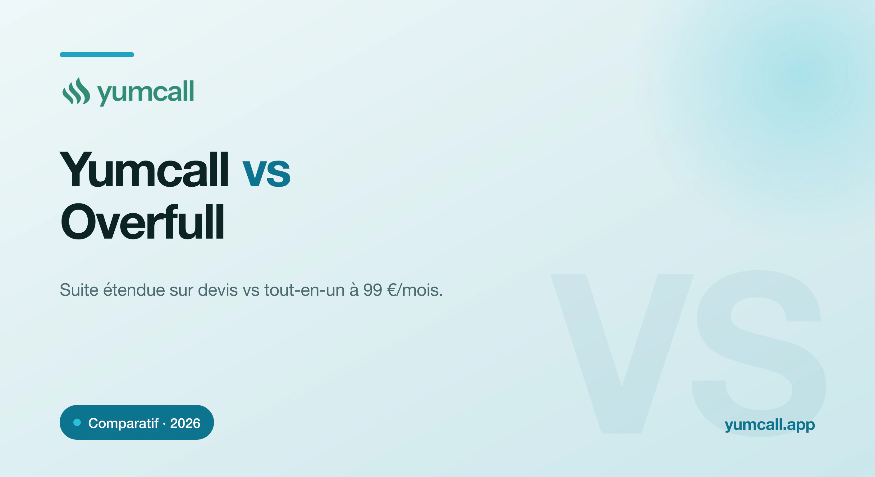 Comparatif Yumcall vs Overfull en 2026 : Yumcall réunit l’essentiel et l’agent vocal IA qui décroche à 99 €/mois public, face à la suite étendue Overfull sur devis.